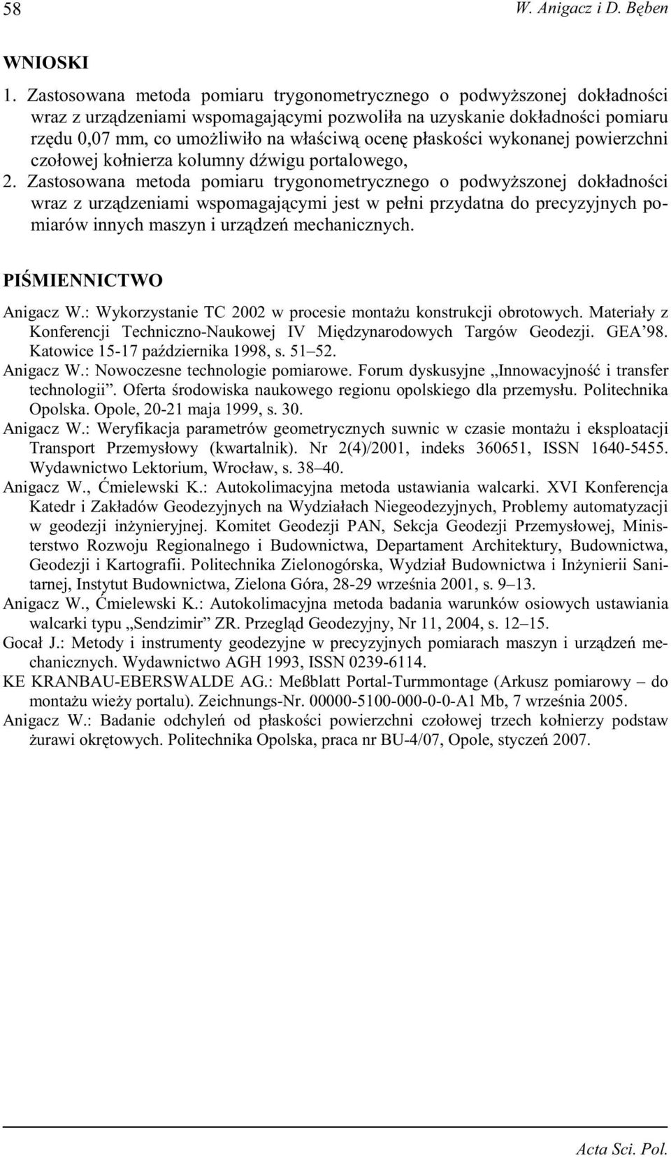 płasko ci wykonanej powierzchni czołowej kołnierza kolumny d wigu portalowego, 2.