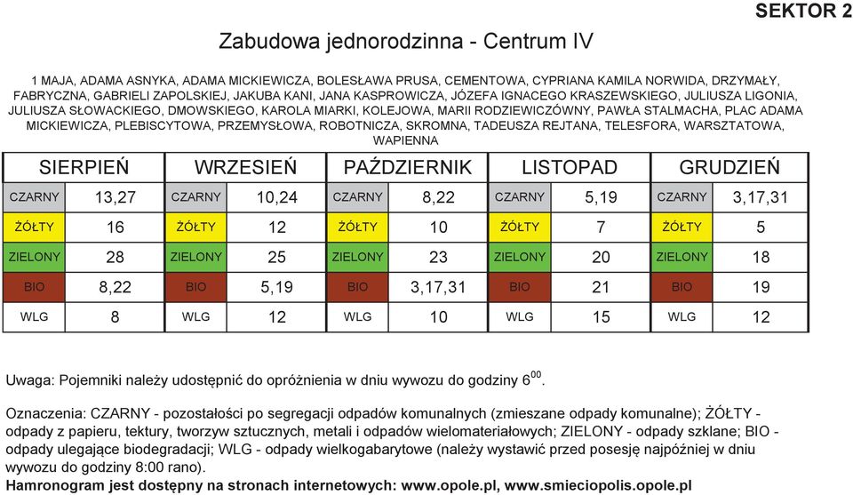 PRZEMYSŁOWA, ROBOTNICZA, SKROMNA, TADEUSZA REJTANA, TELESFORA, WARSZTATOWA, WAPIENNA CZARNY 13,27 CZARNY 10,24 CZARNY 8,22 CZARNY 5,19 CZARNY 3,17,31 ŻÓŁTY 16 ŻÓŁTY 12 ŻÓŁTY 10 ŻÓŁTY 7 ŻÓŁTY 5