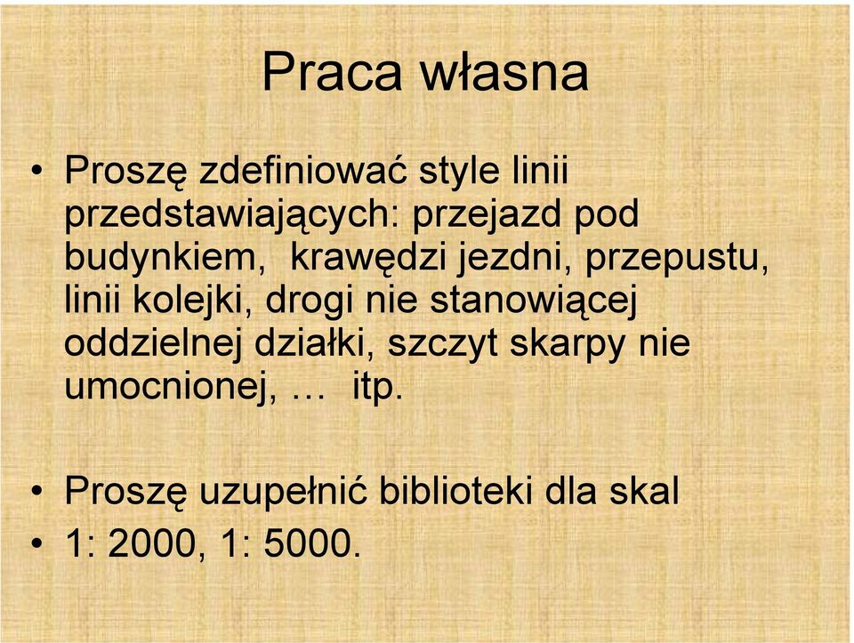 kolejki, drogi nie stanowiącej oddzielnej działki, szczyt skarpy