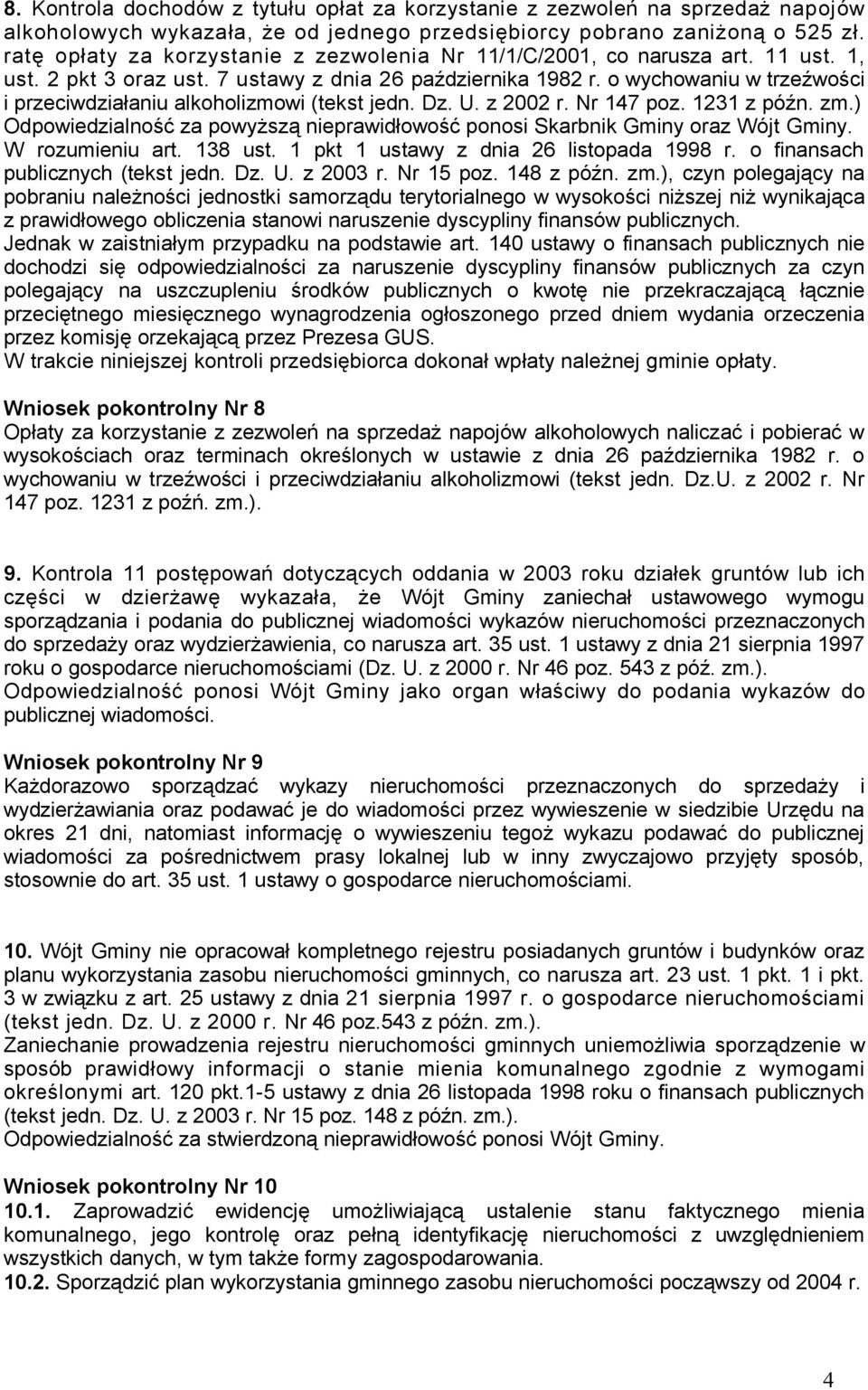 o wychowaniu w trzeźwości i przeciwdziałaniu alkoholizmowi (tekst jedn. Dz. U. z 2002 r. Nr 147 poz. 1231 z późn. zm.