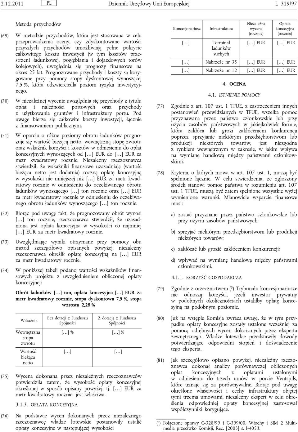 lat. Prognozowane przychody i koszty są korygowane przy pomocy stopy dyskontowej wynoszącej 7,5 %, która odzwierciedla poziom ryzyka inwestycyjnego.