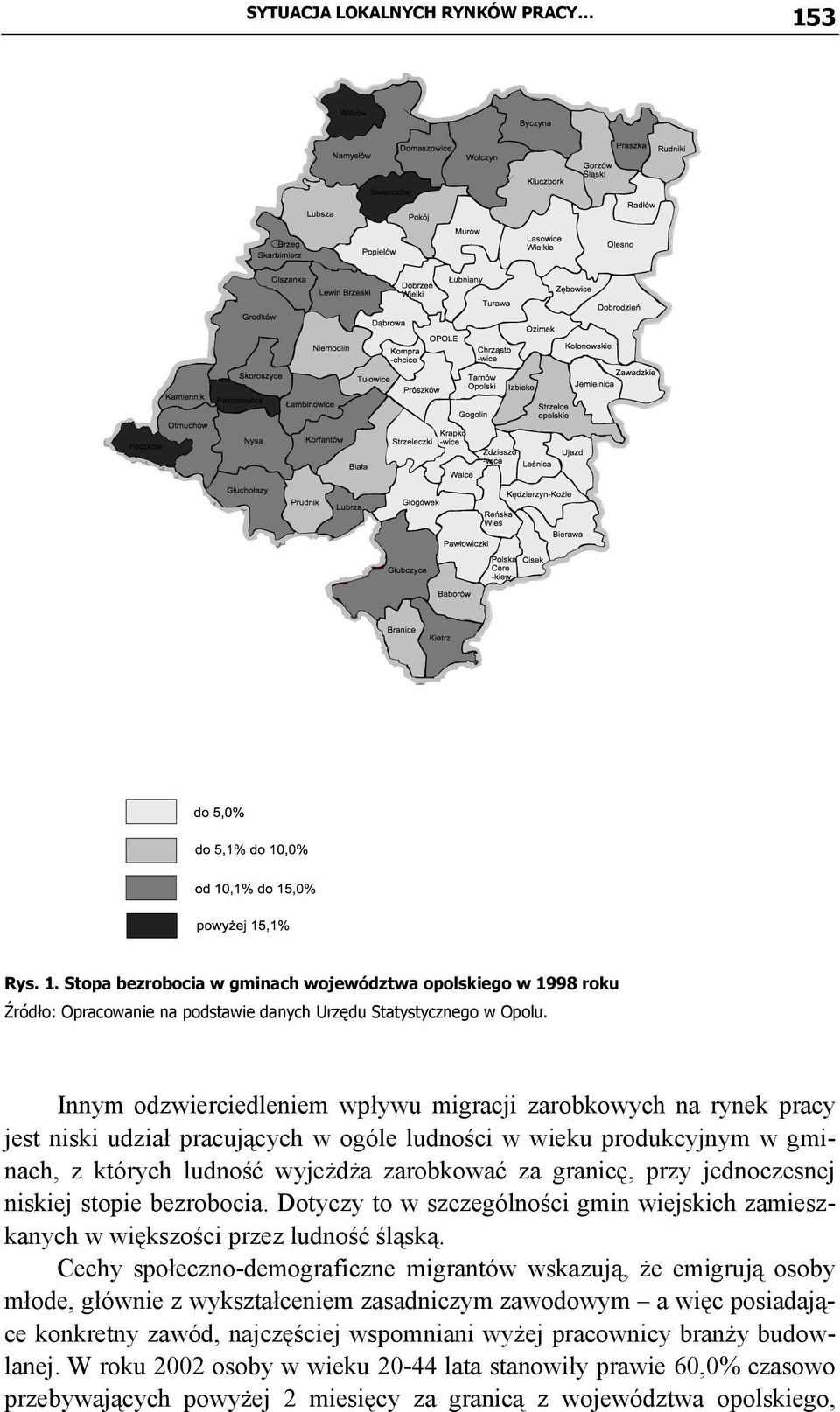 przy jednoczesnej niskiej stopie bezrobocia. Dotyczy to w szczególności gmin wiejskich zamieszkanych w większości przez ludność śląską.