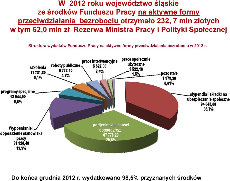 Rezerwa Ministra Pracy i Polityki Społecznej Struktura wydatków Funduszu Pracy na aktywne