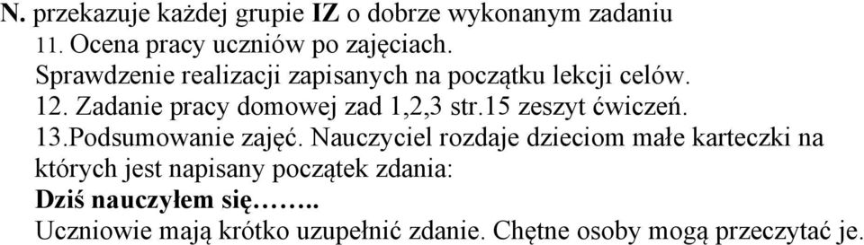 15 zeszyt ćwiczeń. 13.Podsumowanie zajęć.