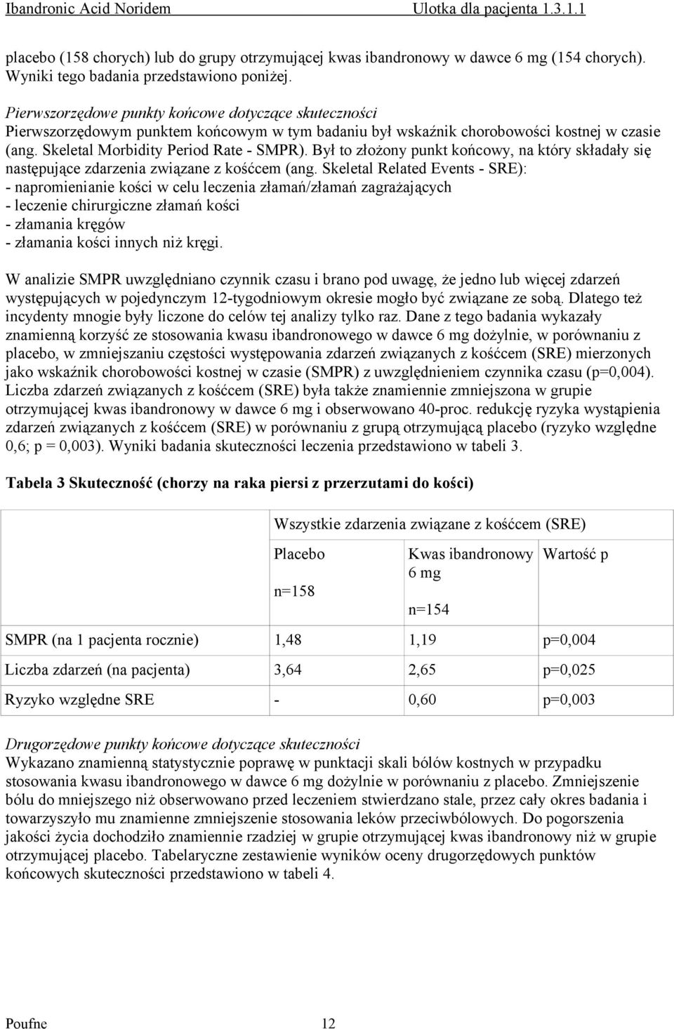 Był to złożony punkt końcowy, na który składały się następujące zdarzenia związane z kośćcem (ang.