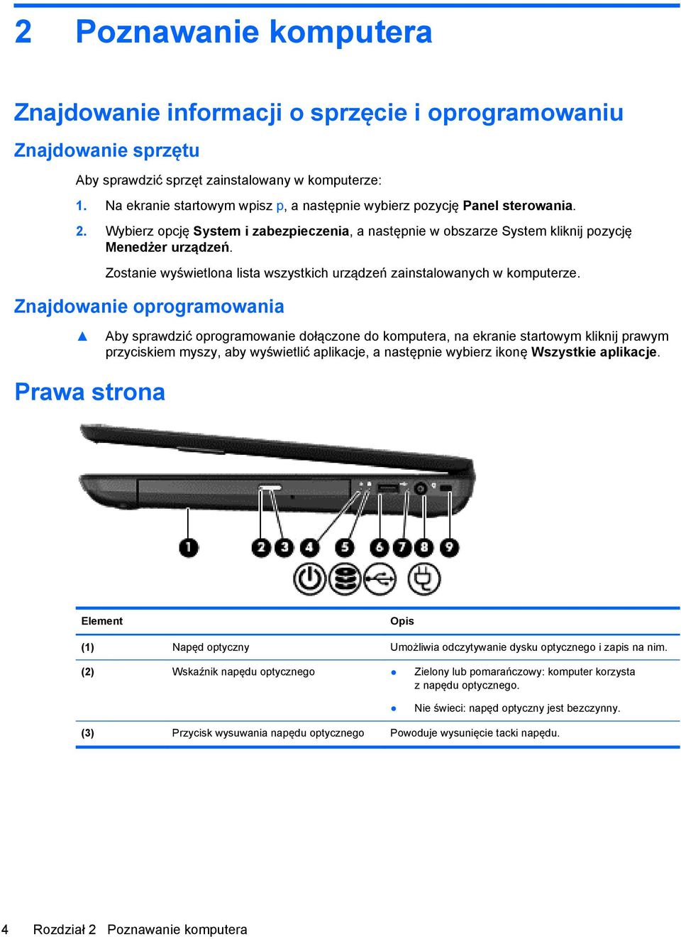 Zostanie wyświetlona lista wszystkich urządzeń zainstalowanych w komputerze.