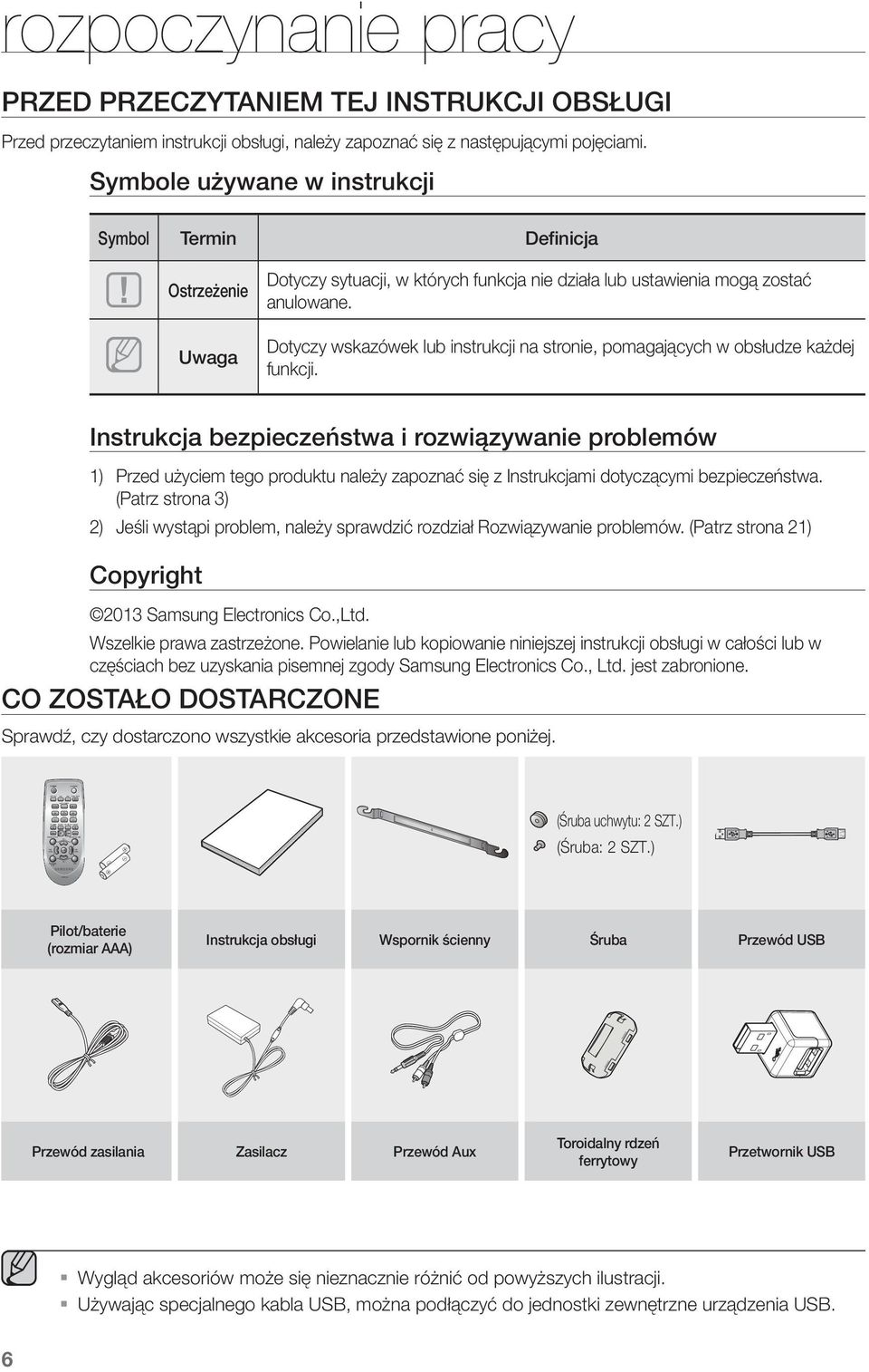 Dotyczy wskazówek lub instrukcji na stronie, pomagających w obsłudze każdej funkcji.