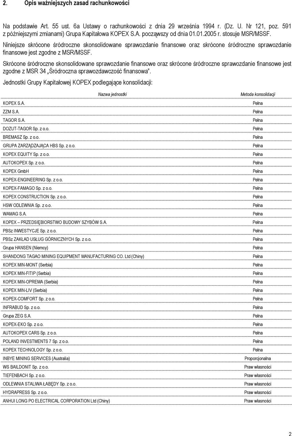 Skrócone śródroczne skonsolidowane sprawozdanie finansowe oraz skrócone śródroczne sprawozdanie finansowe jest zgodne z MSR 34 Śródroczna sprawozdawczość finansowa.