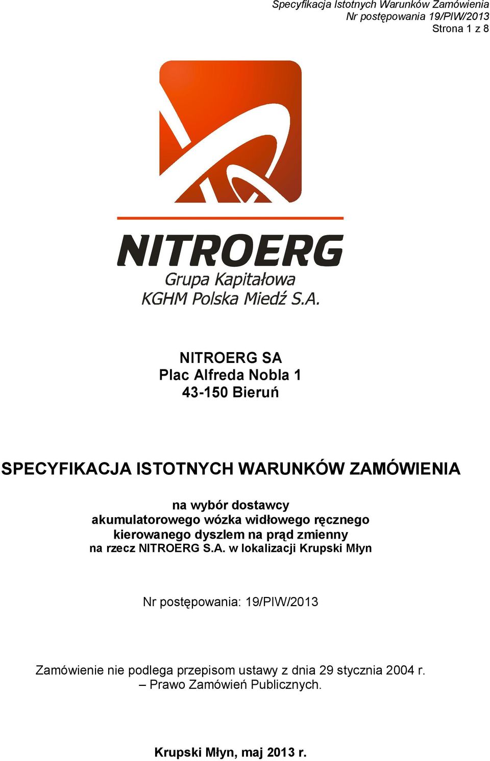 zmienny na rzecz NITROERG S.A.