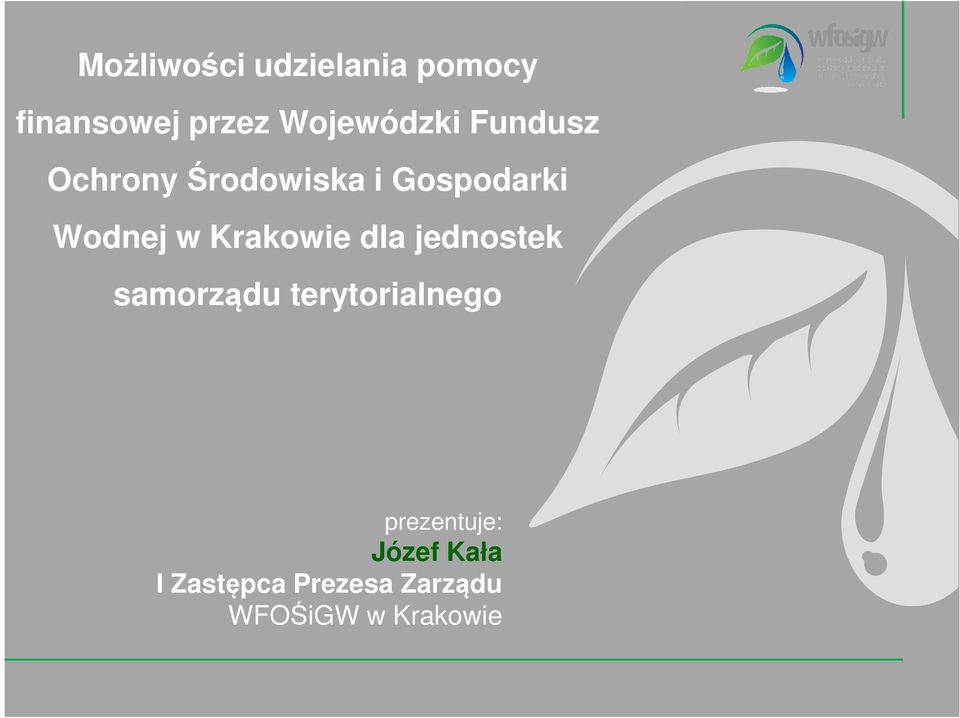 Wodnej w Krakowie dla jednostek samorządu