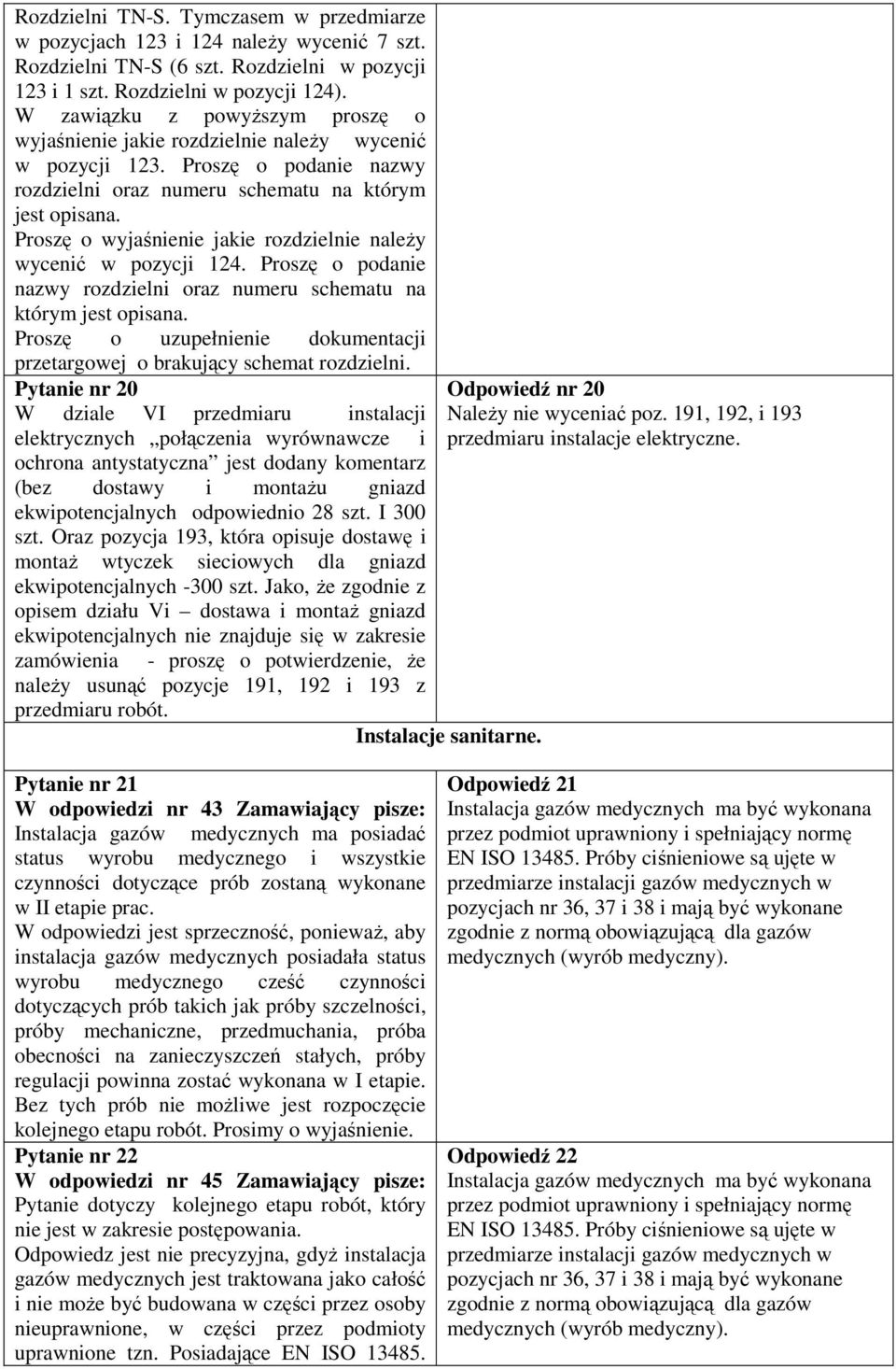 Proszę o wyjaśnienie jakie rozdzielnie należy wycenić w pozycji 124. Proszę o podanie nazwy rozdzielni oraz numeru schematu na którym jest opisana.