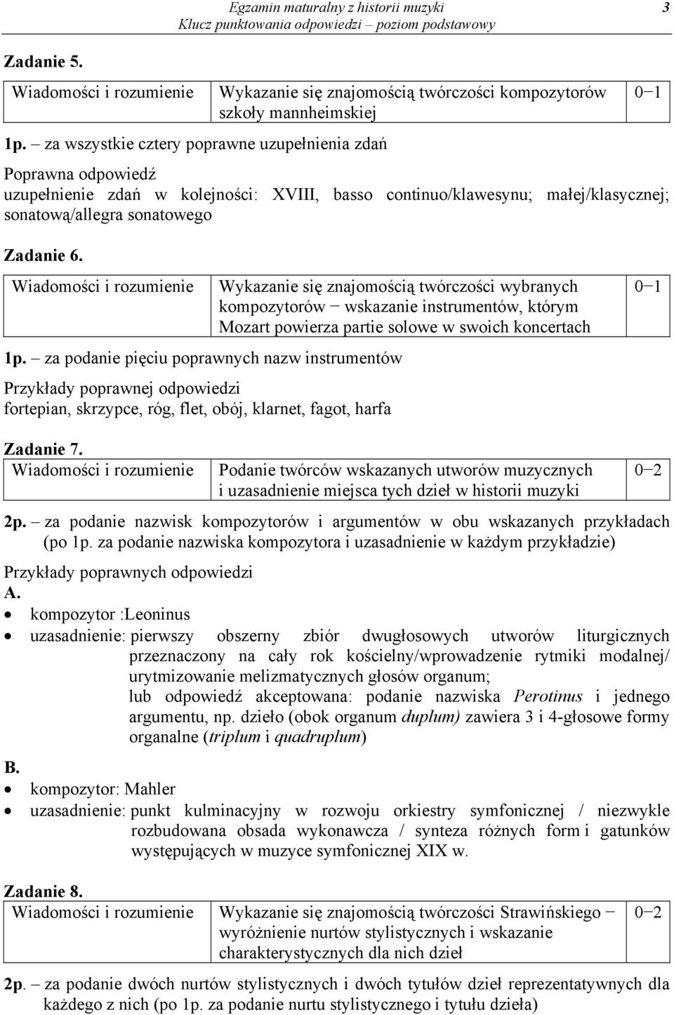 małej/klasycznej; sonatową/allegra sonatowego Zadanie 6. 1p.