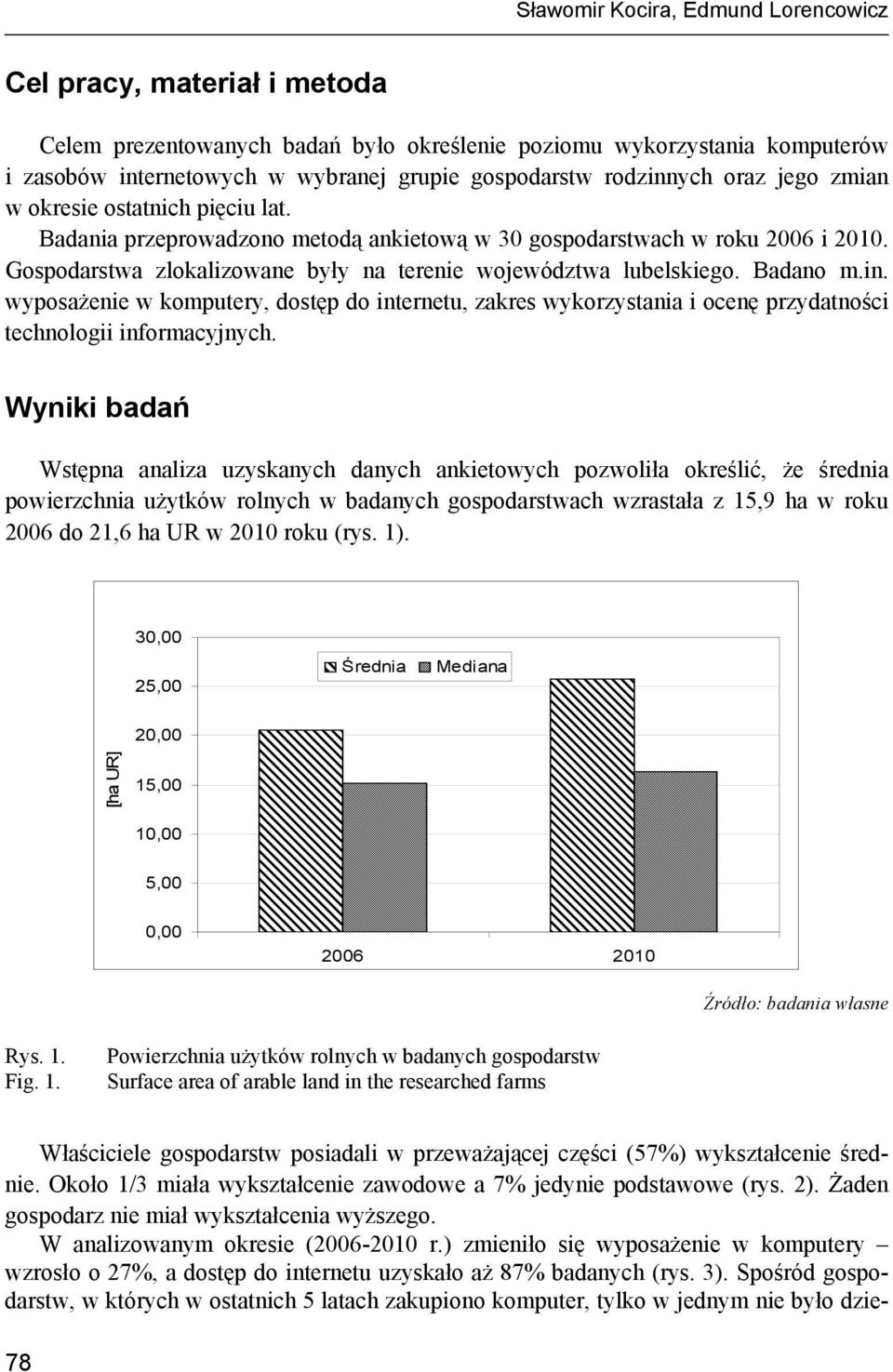 Gospodarstwa zlokalizowane były na terenie województwa lubelskiego. Badano m.in. wyposażenie w komputery, dostęp do internetu, zakres wykorzystania i ocenę przydatności technologii informacyjnych.