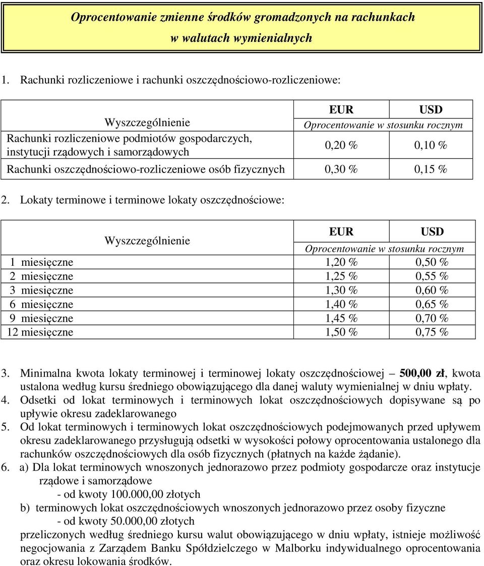 Rachunki oszczędnościowo-rozliczeniowe osób fizycznych 0,30 % 0,15 % 2.