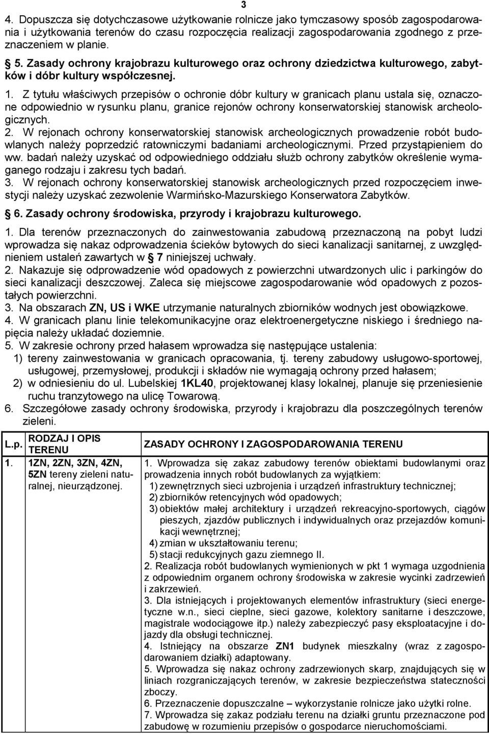 Z tytułu właściwych przepisów o ochronie dóbr kultury w granicach planu ustala się, oznaczone odpowiednio w rysunku planu, granice rejonów ochrony konserwatorskiej stanowisk archeologicznych. 2.