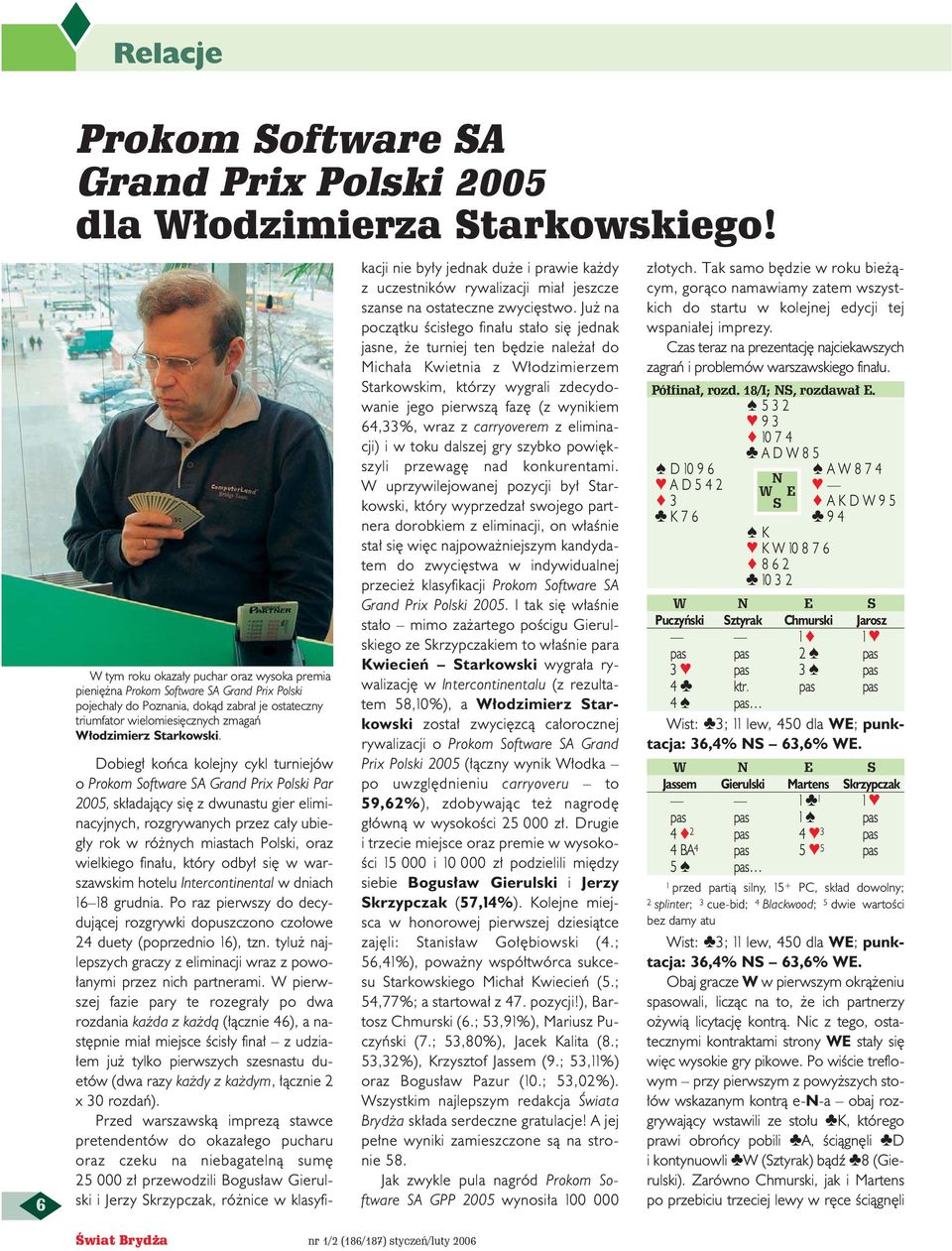 Dobieg koƒca kolejny cykl turniejów o Prokom Software SA Grand Prix Polski Par 2005, sk adajàcy si z dwunastu gier eliminacyjnych, rozgrywanych przez ca y ubieg y rok w ró nych miastach Polski, oraz