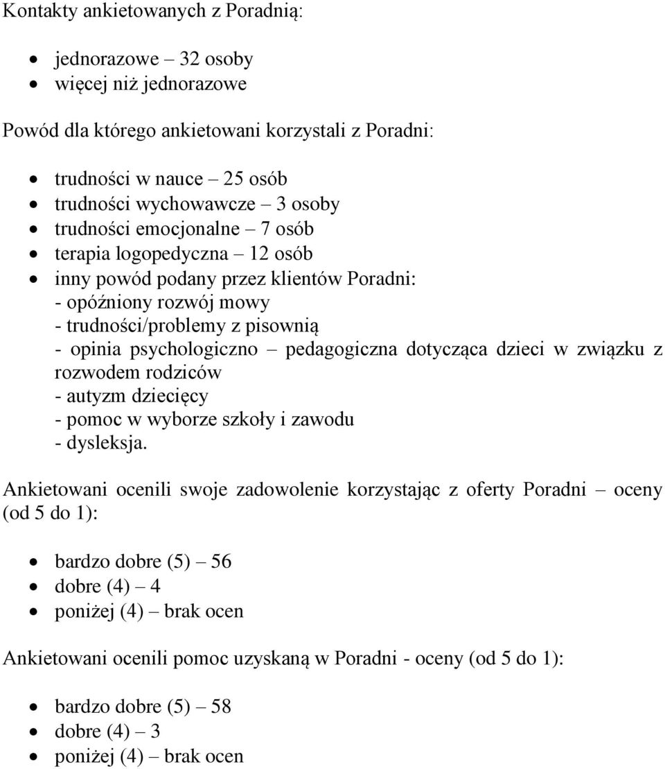 pedagogiczna dotycząca dzieci w związku z rozwodem rodziców - autyzm dziecięcy - pomoc w wyborze szkoły i zawodu - dysleksja.