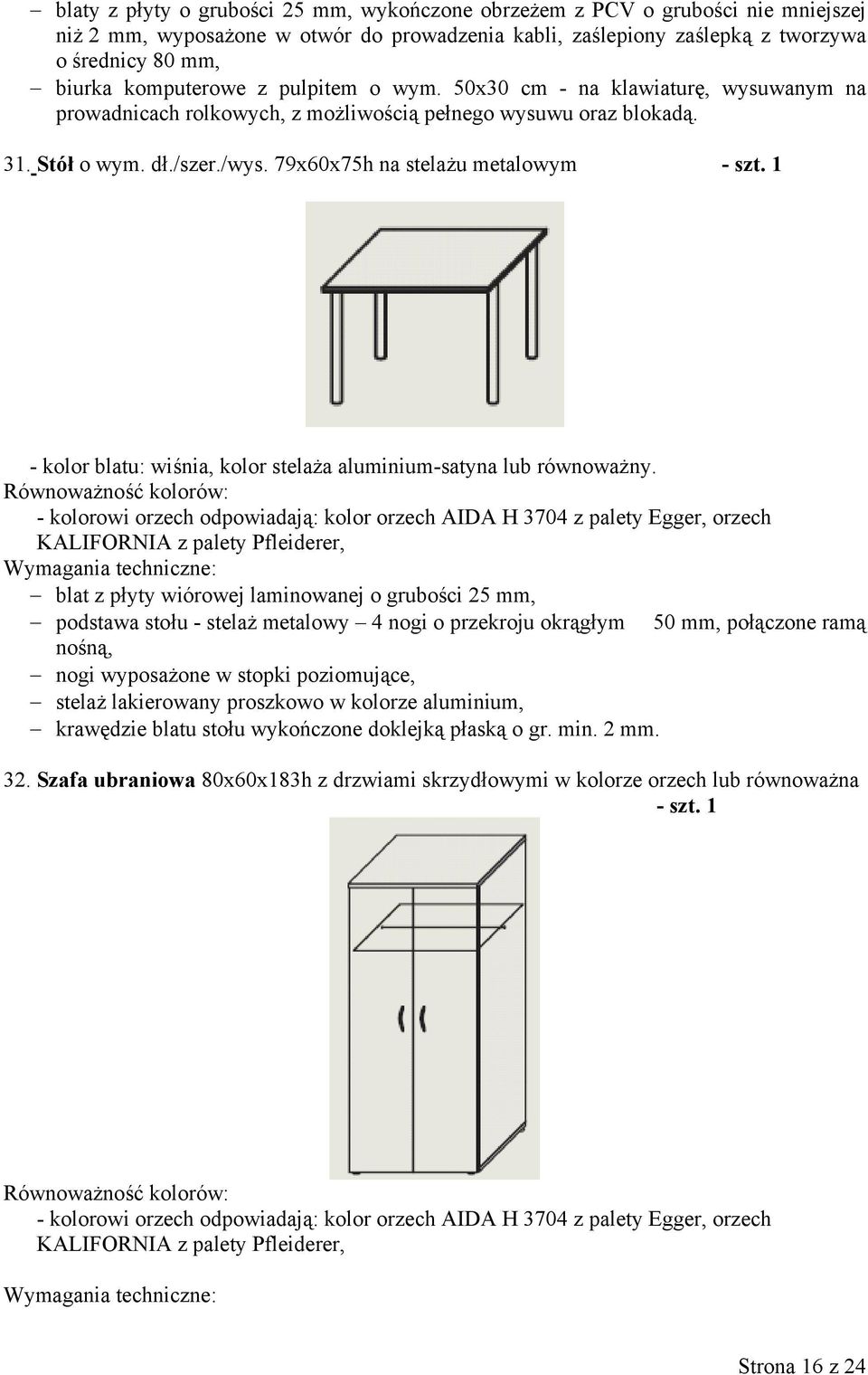 79x60x75h na stelażu metalowym - szt. 1 - kolor blatu: wiśnia, kolor stelaża aluminium-satyna lub równoważny.