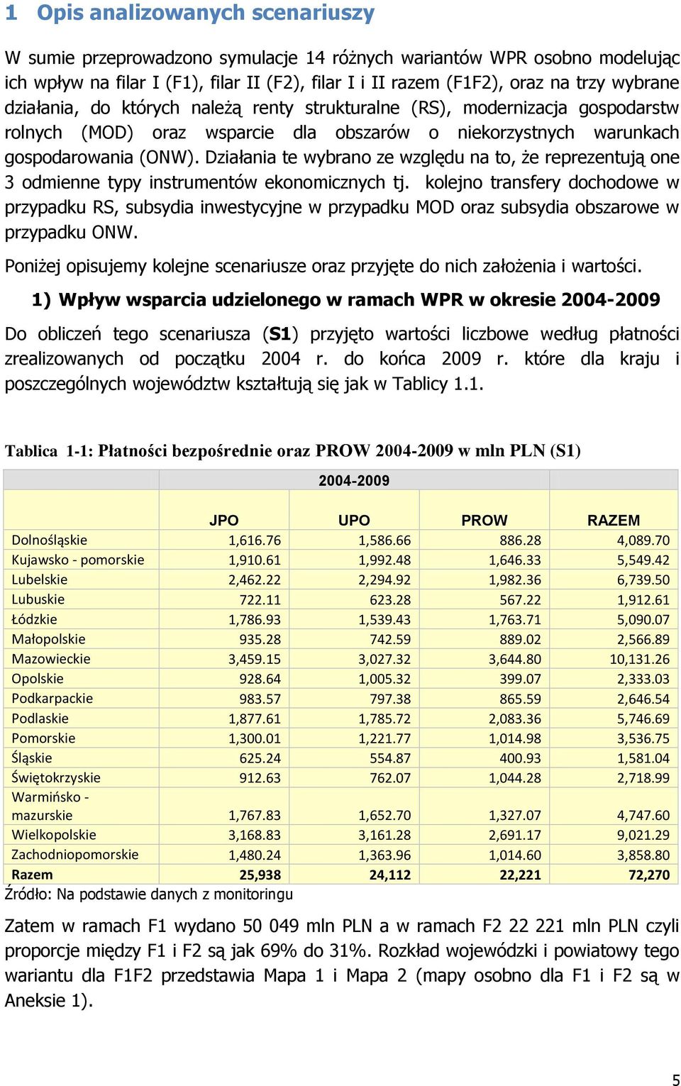 Działania te wybrano ze względu na to, że reprezentują one 3 odmienne typy instrumentów ekonomicznych tj.