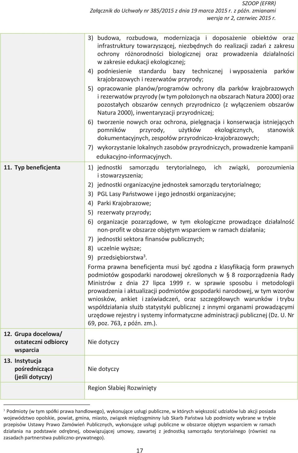 działalności w zakresie edukacji ekologicznej; 4) podniesienie standardu bazy technicznej i wyposażenia parków krajobrazowych i rezerwatów przyrody; 5) opracowanie planów/programów ochrony dla parków