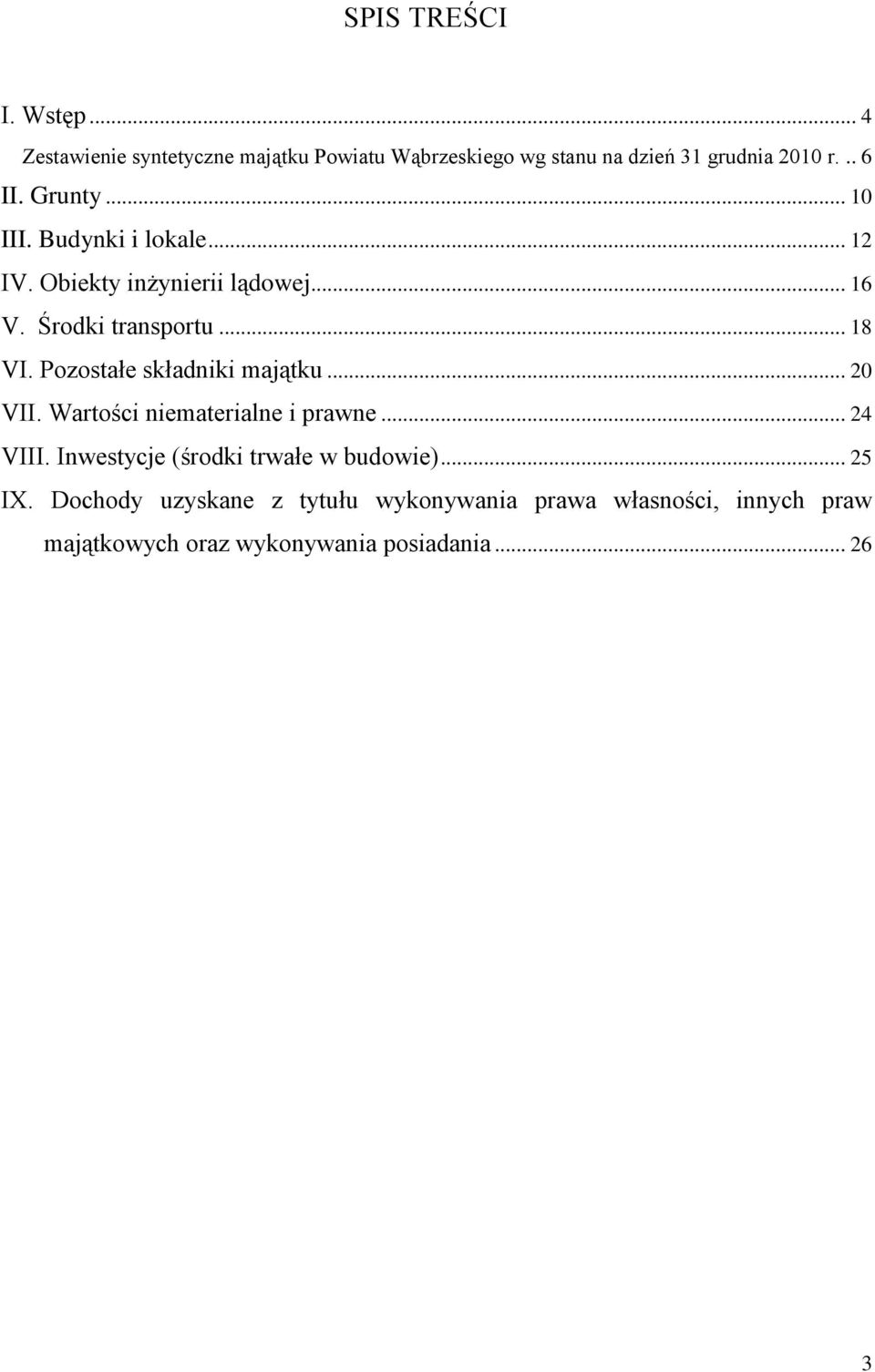 Pozostałe składniki majątku... 20 VII. Wartości niematerialne i prawne... 24 VIII. Inwestycje (środki trwałe w budowie).