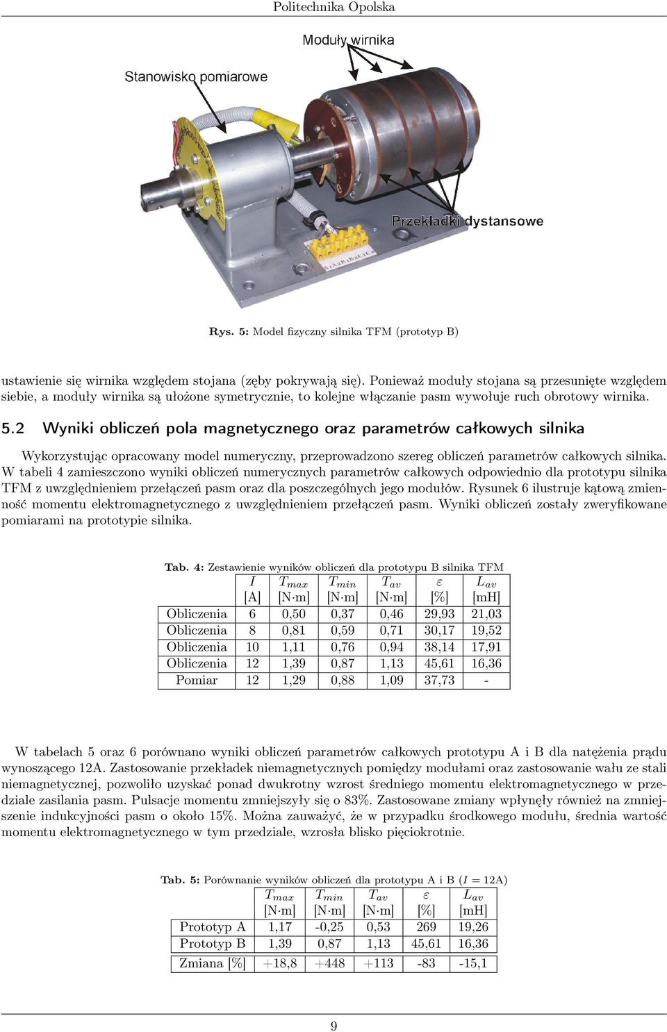 2 Wyniki obliczeń pola magnetycznego oraz parametrów całkowych silnika Wykorzystując opracowany model numeryczny, przeprowadzono szereg obliczeń parametrów całkowych silnika.