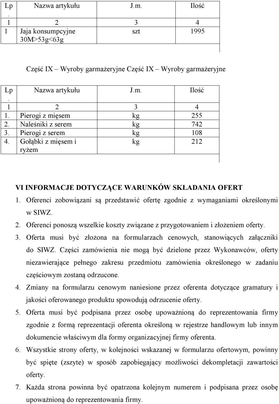 Oferenci zobowiązani są przedstawić ofertę zgodnie z wymaganiami określonymi w SIWZ. 2. Oferenci ponoszą wszelkie koszty związane z przygotowaniem i złożeniem oferty. 3.