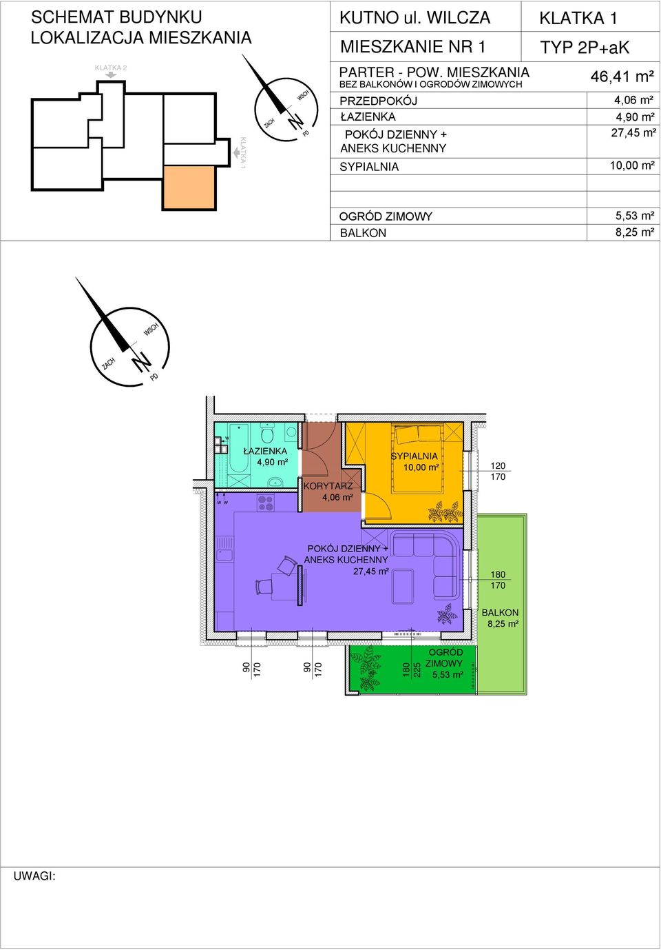 MIESZKAIA BEZ ÓW I OGRODÓW CH TYP 2P+aK 46,41 m²