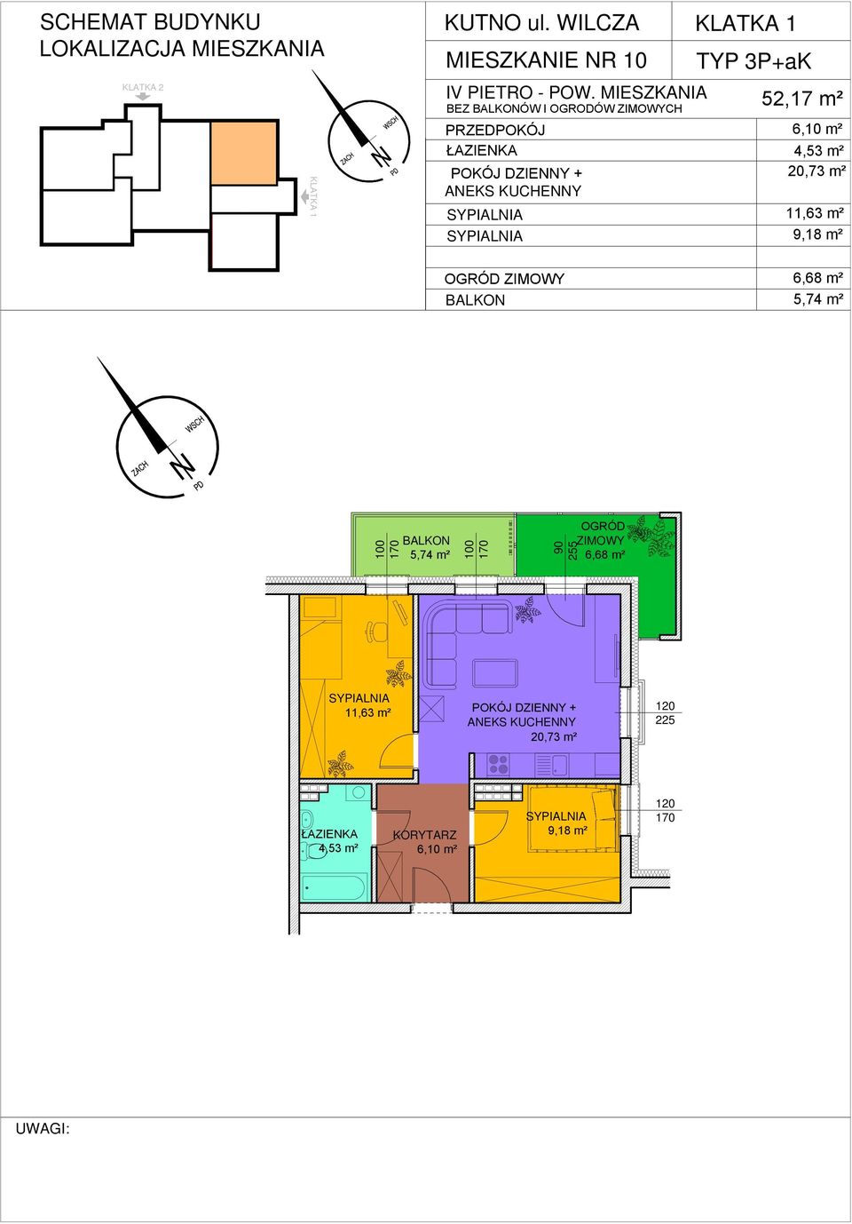 MIESZKAIA BEZ ÓW I OGRODÓW CH 52,17 m² 4,53 m² 20,73 m²