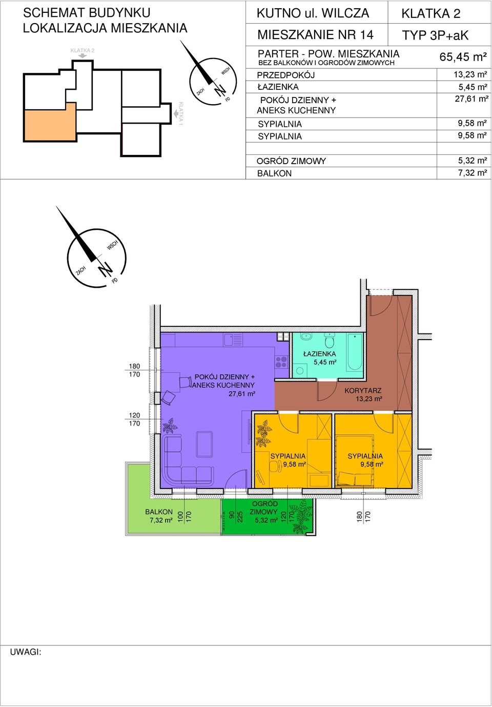 MIESZKAIA BEZ ÓW I OGRODÓW CH 65,45 m² 13,23 m²