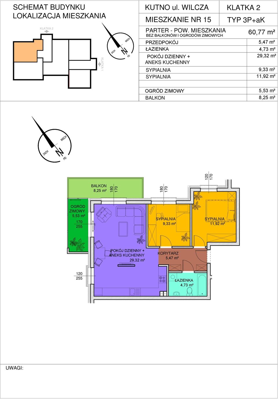 MIESZKAIA BEZ ÓW I OGRODÓW CH 60,77 m² 5,47 m²