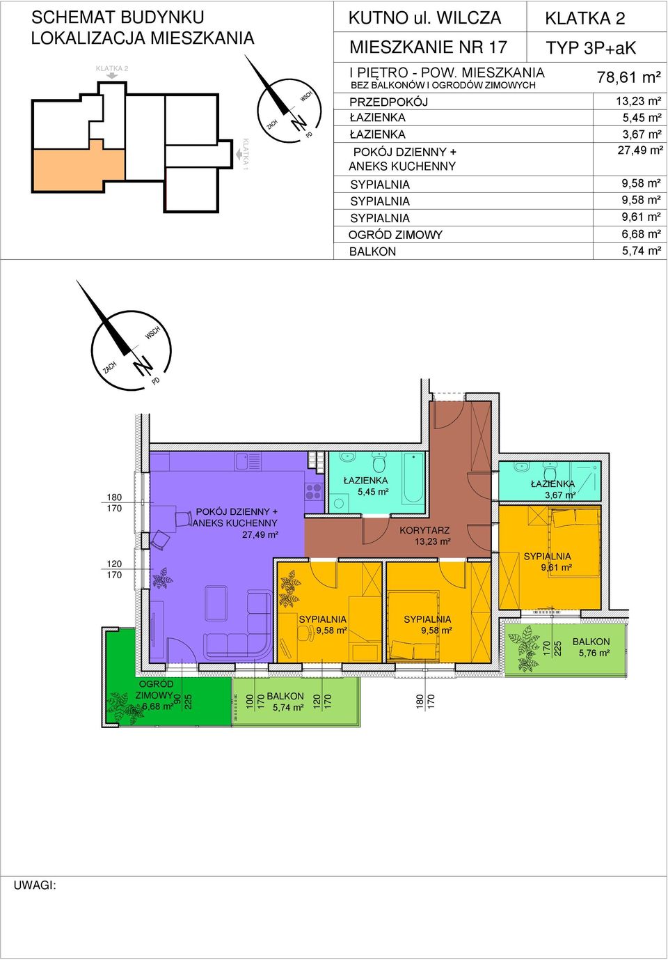 MIESZKAIA BEZ ÓW I OGRODÓW CH 78,61 m² 13,23 m² 5,45 m² 3,67