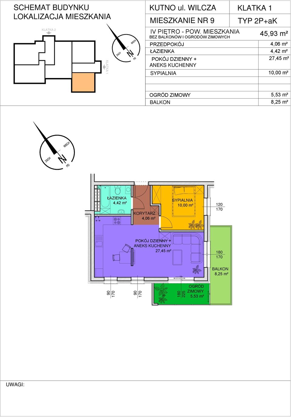 MIESZKAIA BEZ ÓW I OGRODÓW CH TYP 2P+aK 45,93 m²