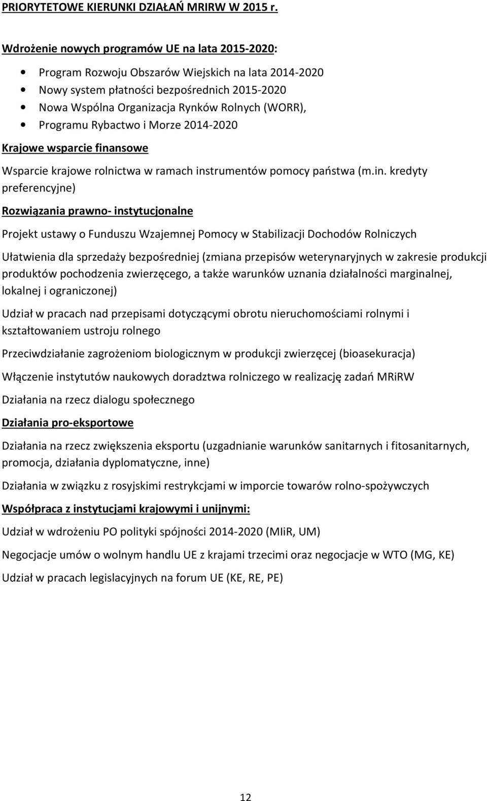 Programu Rybactwo i Morze 2014-2020 Krajowe wsparcie fina