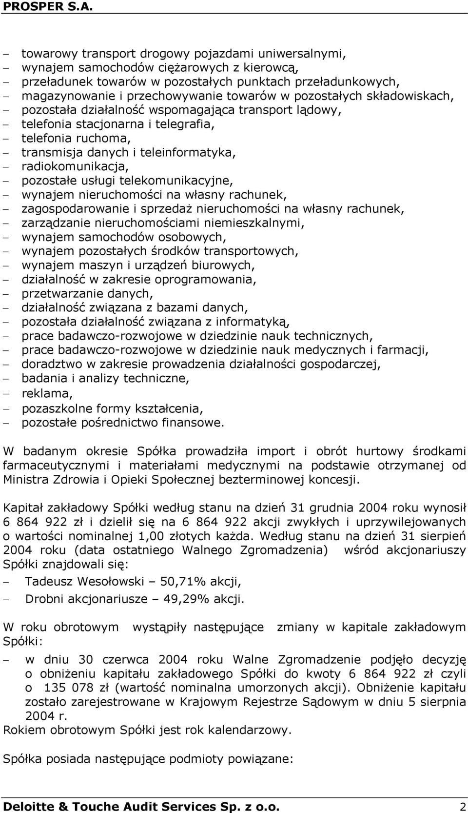 usługi telekomunikacyjne, wynajem nieruchomości na własny rachunek, zagospodarowanie i sprzedaż nieruchomości na własny rachunek, zarządzanie nieruchomościami niemieszkalnymi, wynajem samochodów