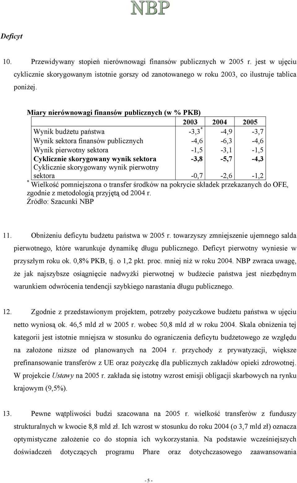 skorygowany wynik sektora -3,8-5,7-4,3 Cyklicznie skorygowany wynik pierwotny sektora -0,7-2,6-1,2 * Wielkość pomniejszona o transfer środków na pokrycie składek przekazanych do OFE, zgodnie z