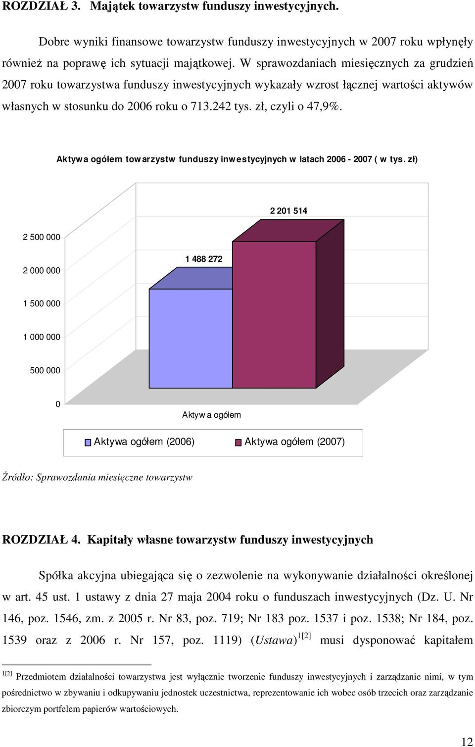 Aktyw a ogółem tow arzystw funduszy inw estycyjnych w latach 26-27 ( w tys.