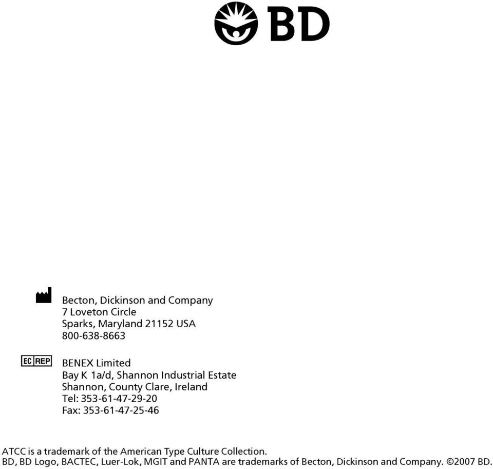 353-61-47-29-20 Fax: 353-61-47-25-46 ATCC is a trademark of the American Type Culture