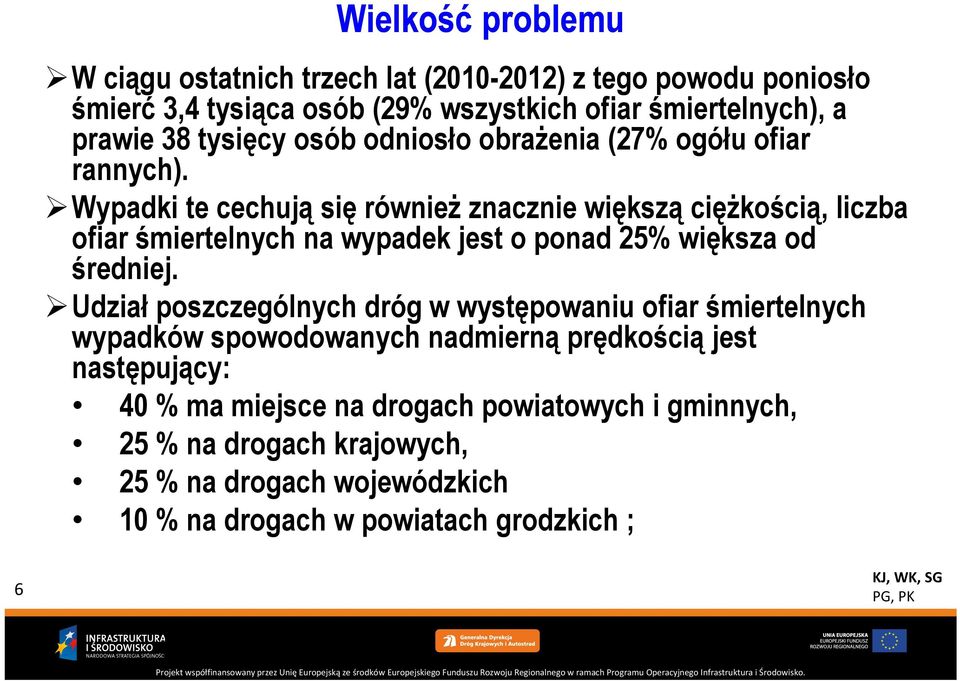 Wypadki te cechują się również znacznie większą ciężkością, liczba ofiar śmiertelnych na wypadek jest o ponad 25% większa od średniej.