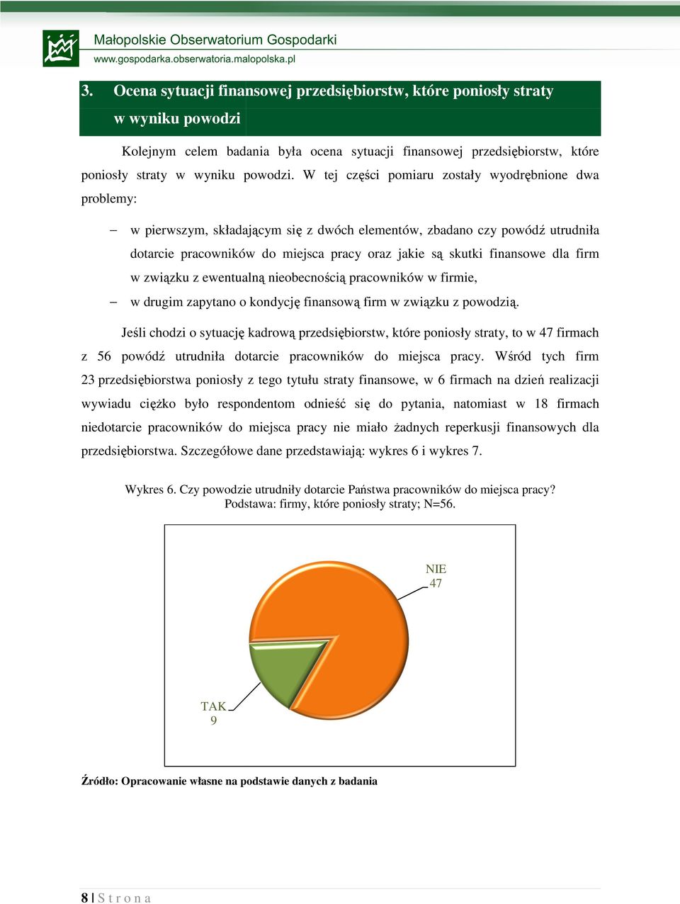 finansowe dla firm w związku z ewentualną nieobecnością pracowników w firmie, w drugim zapytano o kondycję finansową firm w związku zku z powodzią.