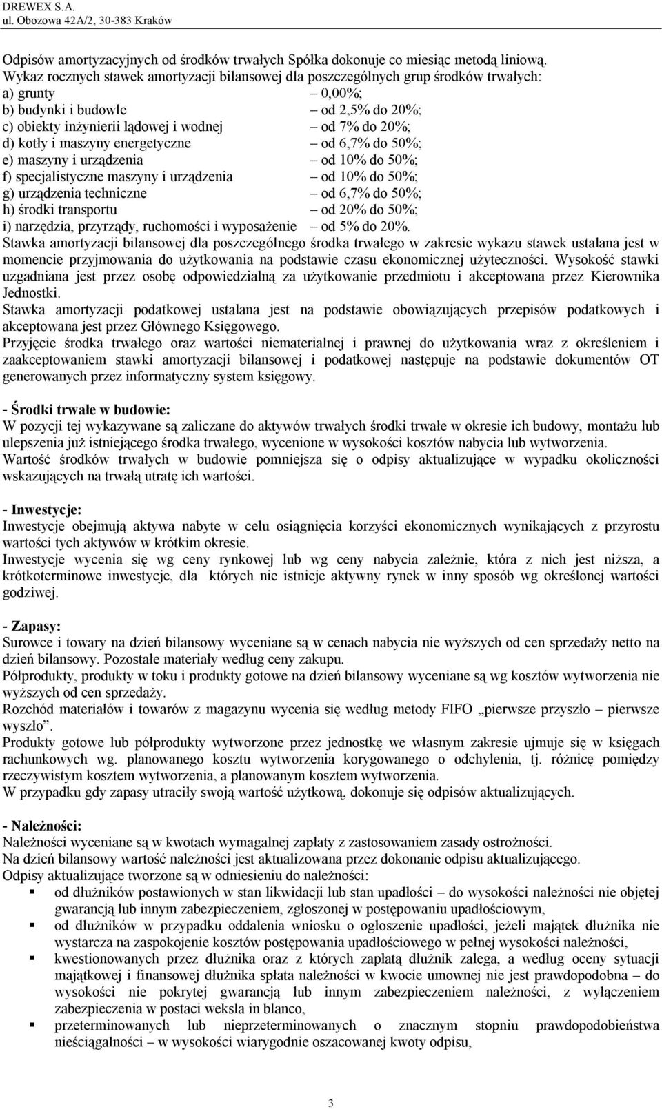 kotły i maszyny energetyczne od 6,7% do 50%; e) maszyny i urządzenia od 10% do 50%; f) specjalistyczne maszyny i urządzenia od 10% do 50%; g) urządzenia techniczne od 6,7% do 50%; h) środki