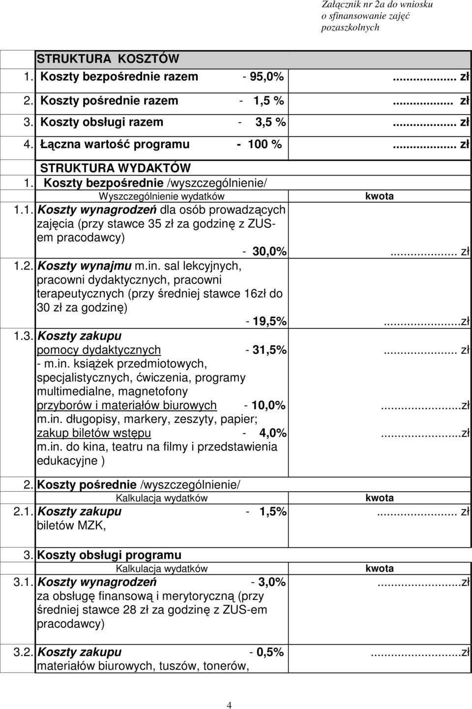 30,0%... zł Koszty wynajmu m.in. sal lekcyjnych, pracowni dydaktycznych, pracowni terapeutycznych (przy średniej stawce 16zł do 30 zł za godzinę) - 19,5%.