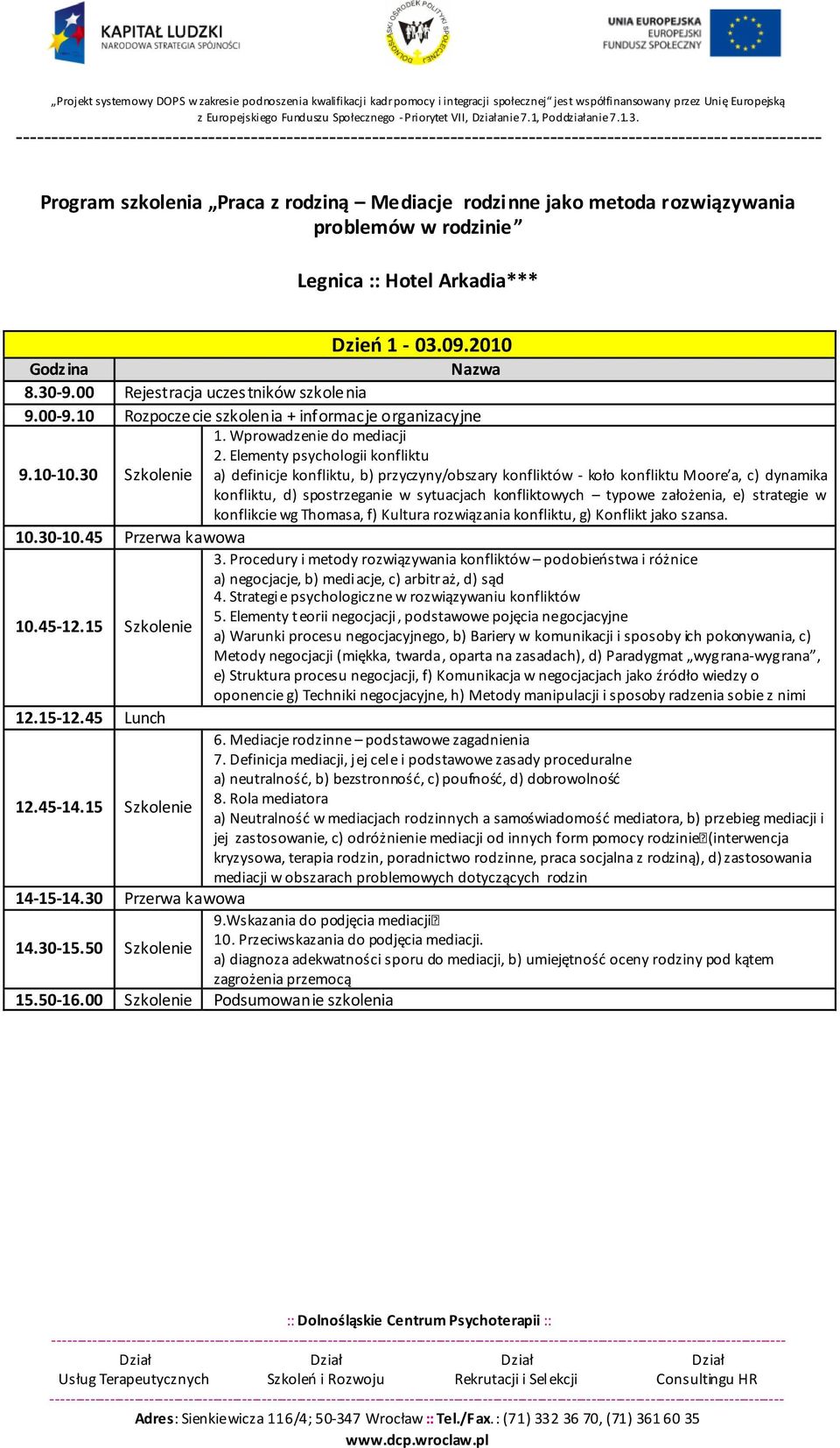 Elementy psychologii konfliktu a) definicje konfliktu, b) przyczyny/obszary konfliktów - koło konfliktu Moore a, c) dynamika konfliktu, d) spostrzeganie w sytuacjach konfliktowych typowe założenia,