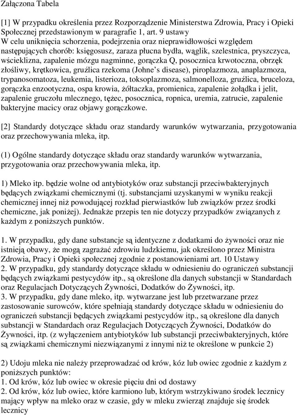 nagminne, gorączka Q, posocznica krwotoczna, obrzęk złośliwy, krętkowica, gruźlica rzekoma (Johne s disease), piroplazmoza, anaplazmoza, trypanosomatoza, leukemia, listerioza, toksoplazmoza,