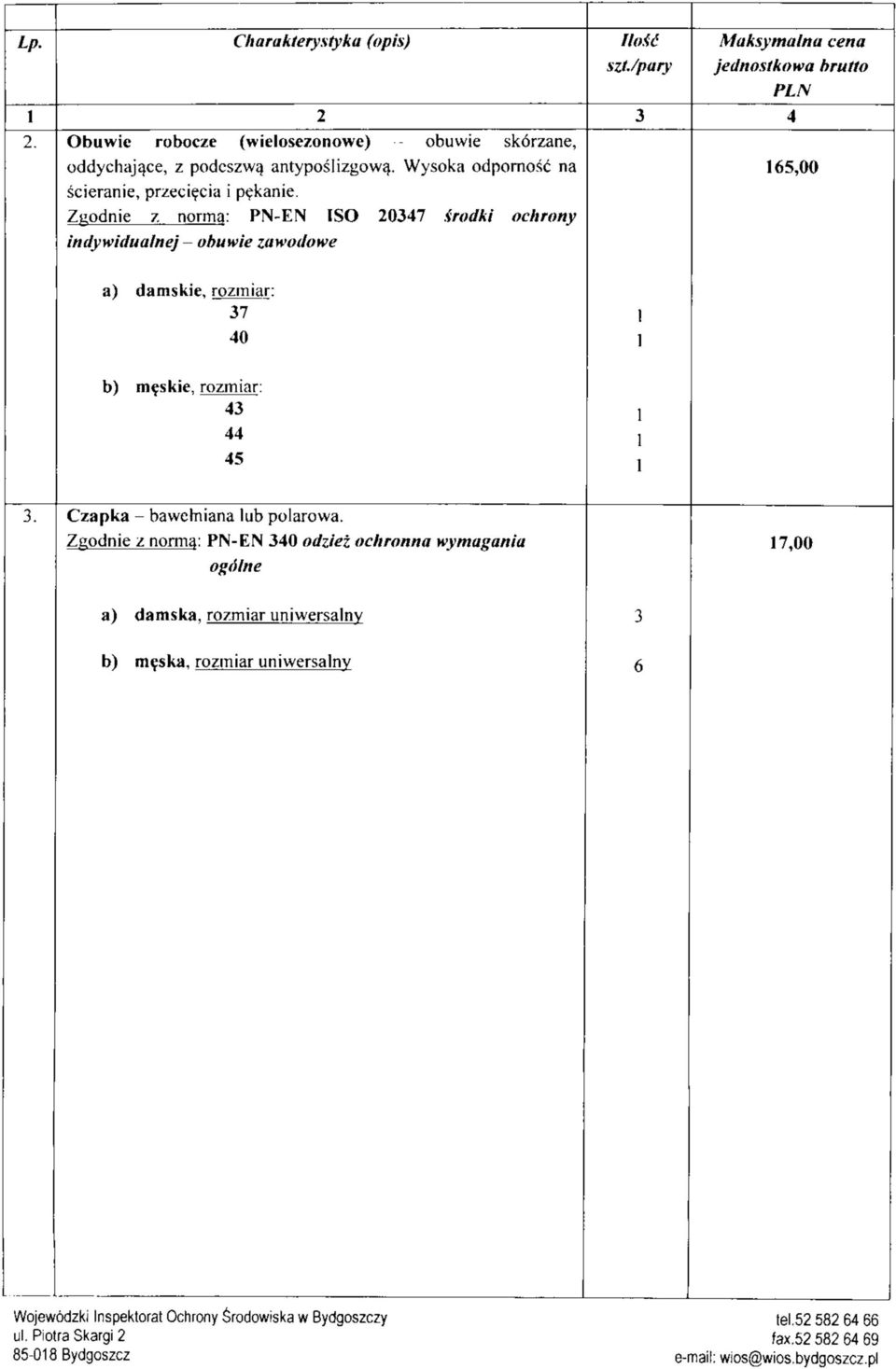 Ztiodnie z norma: PN-EN ISO 20347 Srodki ochronv indywidualnej - obuwie zawodowe UoM szt.