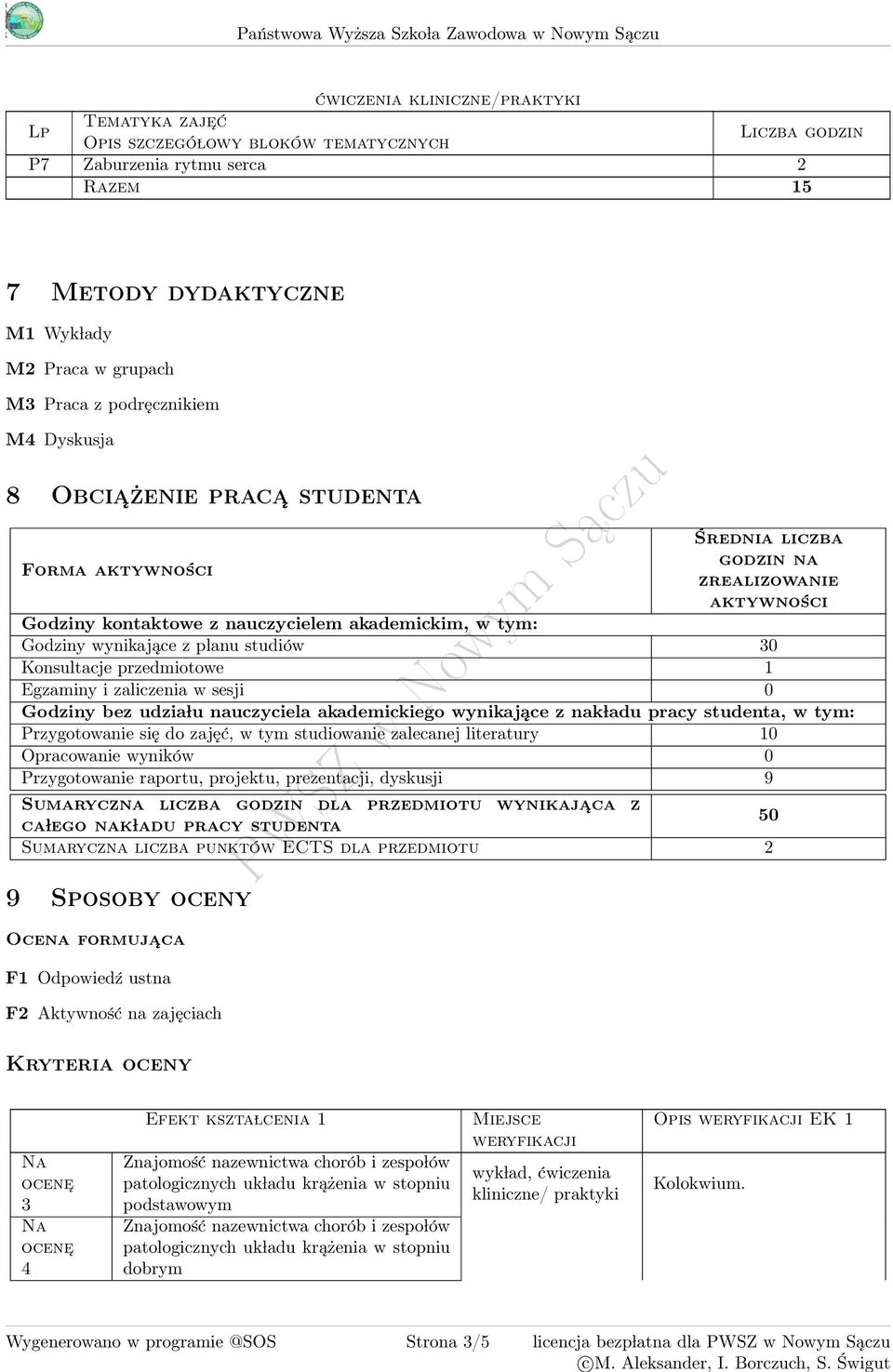 planu studiów 0 Konsultacje przedmiotowe 1 Egzaminy i zaliczenia w sesji 0 Godziny bez udzia lu nauczyciela akademickiego wynikające z nak ladu pracy studenta, w tym: Przygotowanie się do zajęć, w