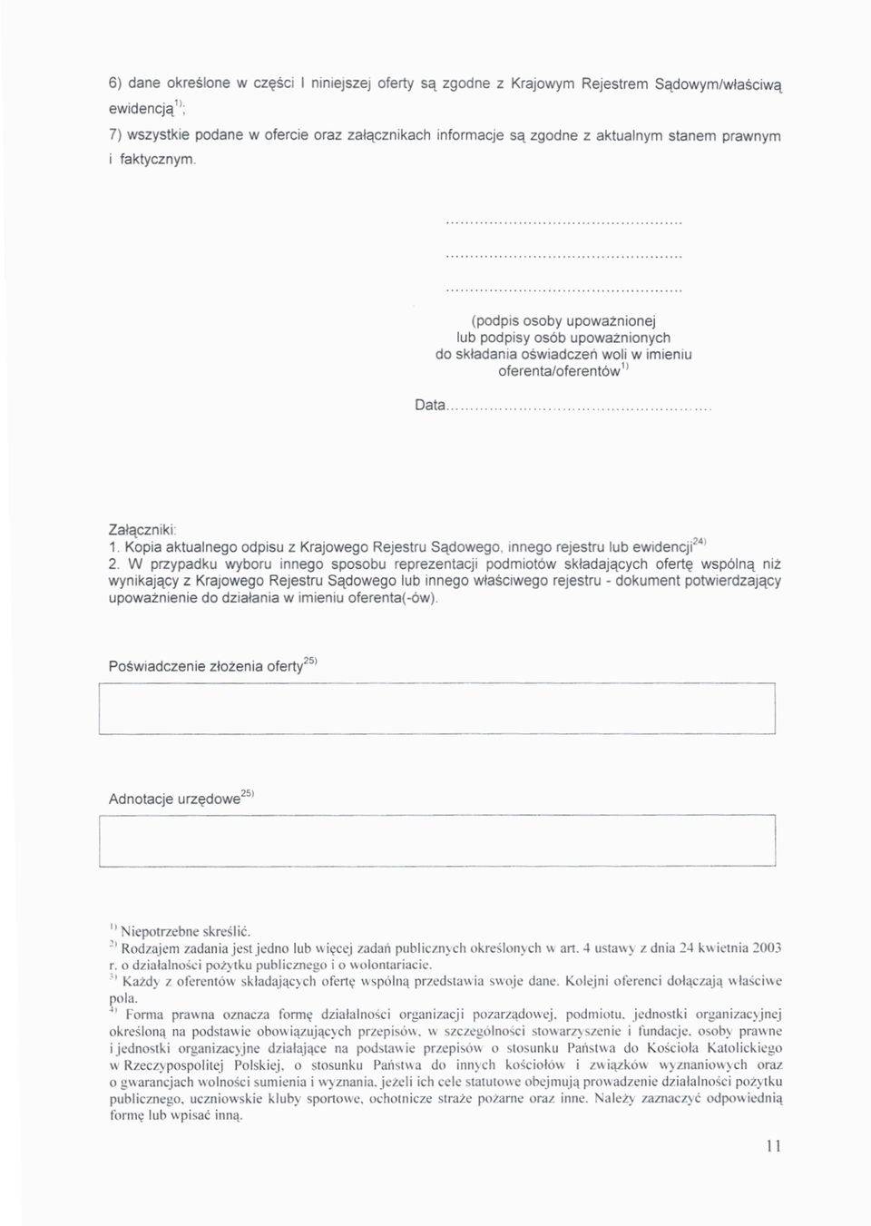 .. Załączniki 1 Kopia aktualnego odpisu z Krajowego Rejestru S ądowego. innego rejestru lub ewidencji 4 2.