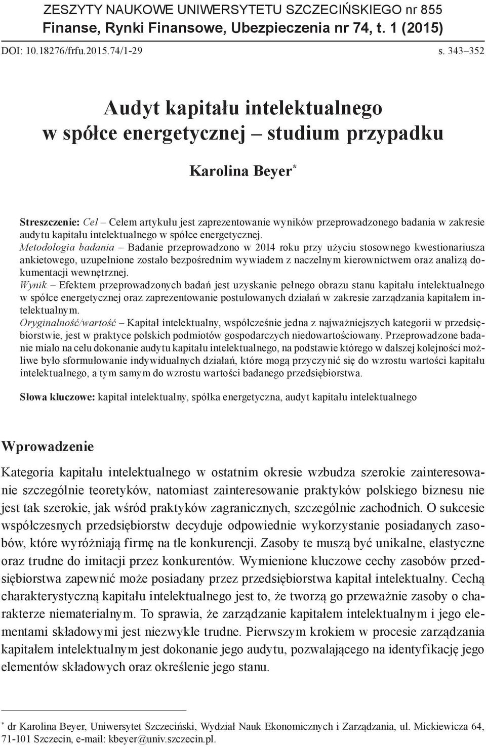 audytu kapitału intelektualnego w spółce energetycznej.