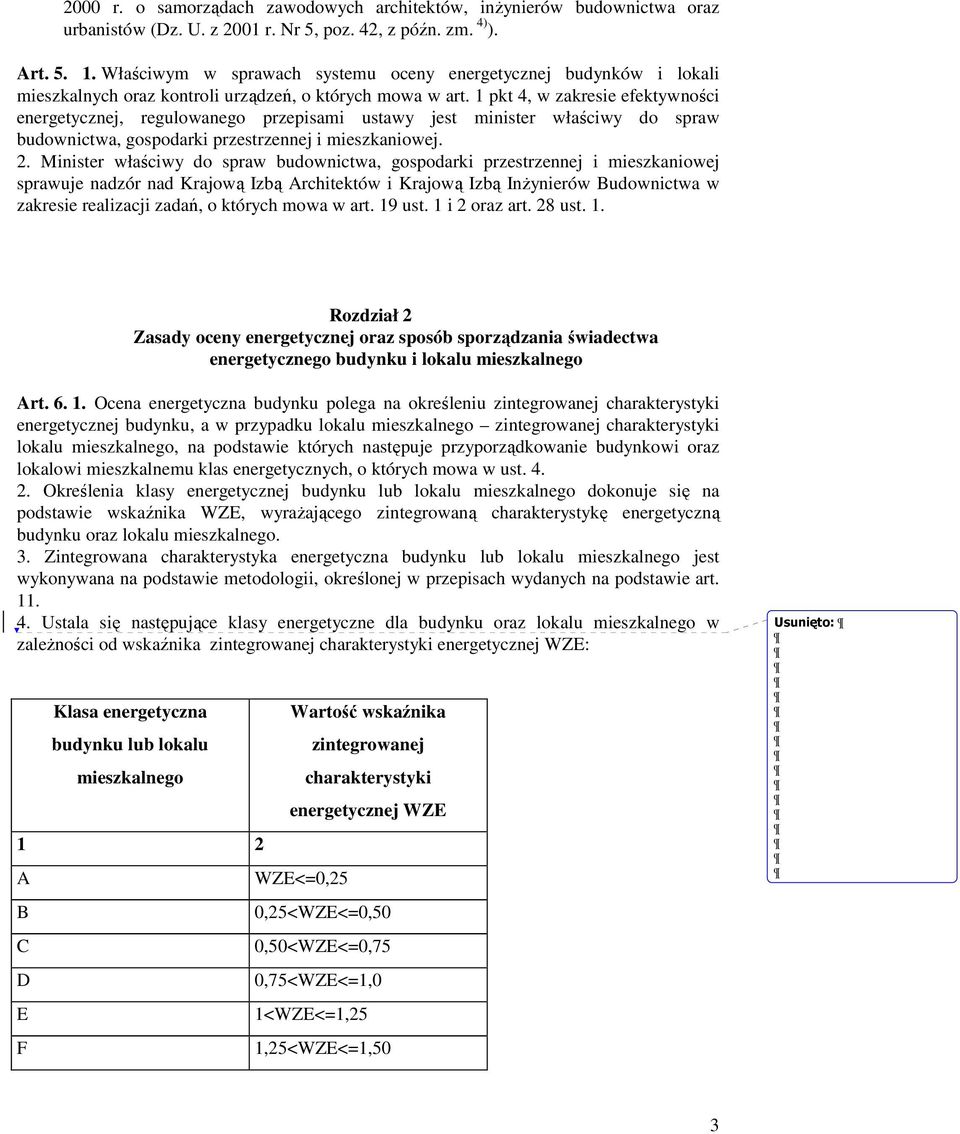 1 pkt 4, w zakresie efektywności energetycznej, regulowanego przepisami ustawy jest minister właściwy do spraw budownictwa, gospodarki przestrzennej i mieszkaniowej. 2.