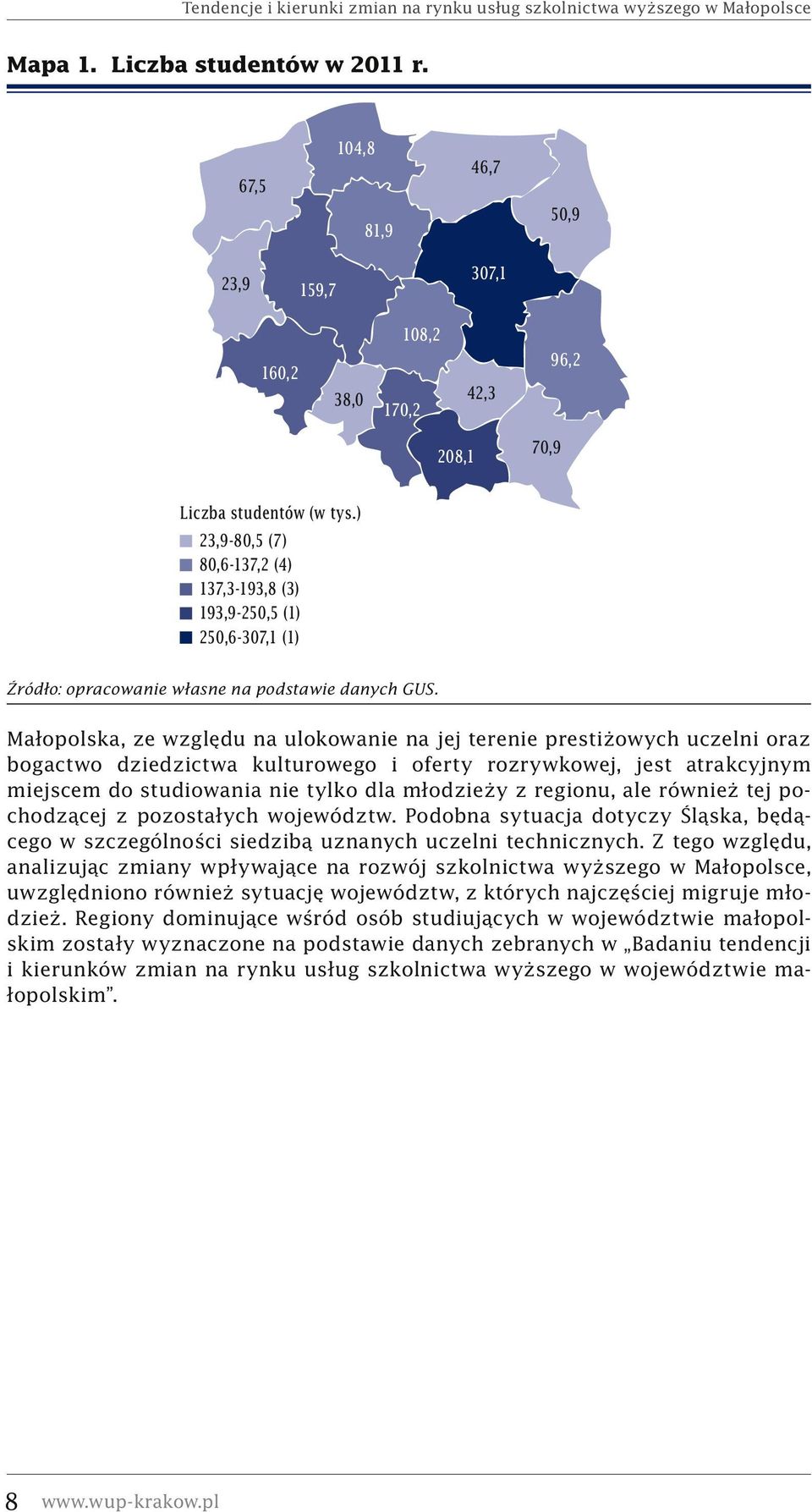 ) 23,9-80,5 (7) 80,6-137,2 (4) 137,3-193,8 (3) 193,9-250,5 (1) 250,6-307,1 (1) Źródło: opracowanie własne na podstawie danych GUS.